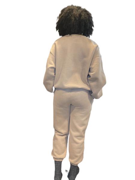 Oversized Shaker Beige Fleece Jogger