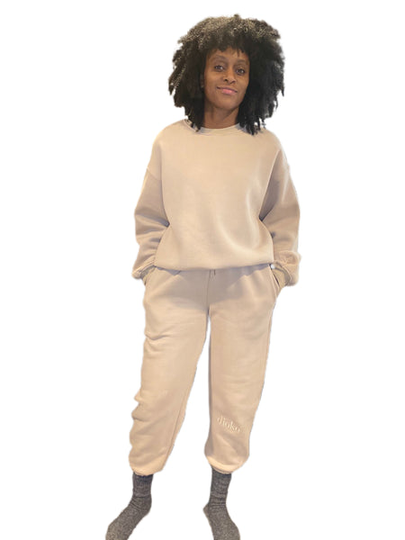 Oversized Shaker Beige Fleece Jogger